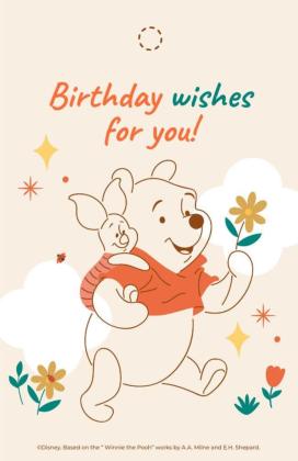 Modelo de apresentação Etiqueta de presente de aniversário do Ursinho Pooh