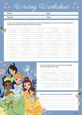 Plantilla de presentación Ficha de infantil de princesas Disney