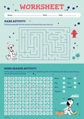 101 Dalmatians Worksheet presentation template 