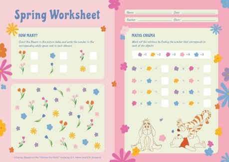 Plantilla de presentación Ficha de primavera de Winnie the Pooh