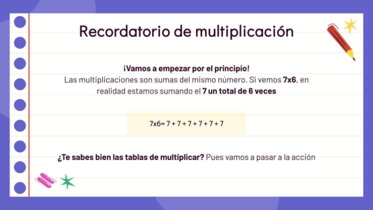 Plantilla de presentación Multiplicación con un factor de varias cifras