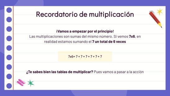 Plantilla de presentación Multiplicación con un factor de varias cifras