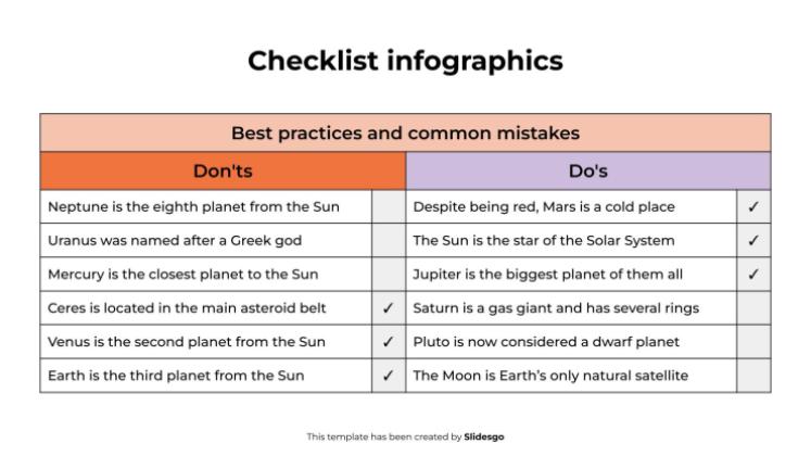 Checklisten-Infografiken Präsentationsvorlage