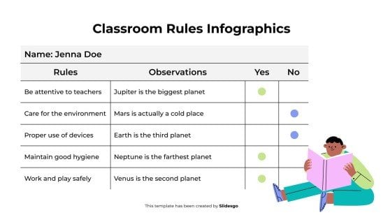 Classroom Rules Infographics presentation template 