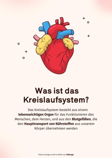 Das Kreislaufsystem Präsentationsvorlage