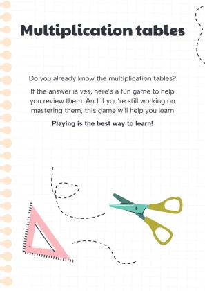 Les tables de multiplication - Apprentissage par le jeu: Cocotte en papier Modèles de présentation