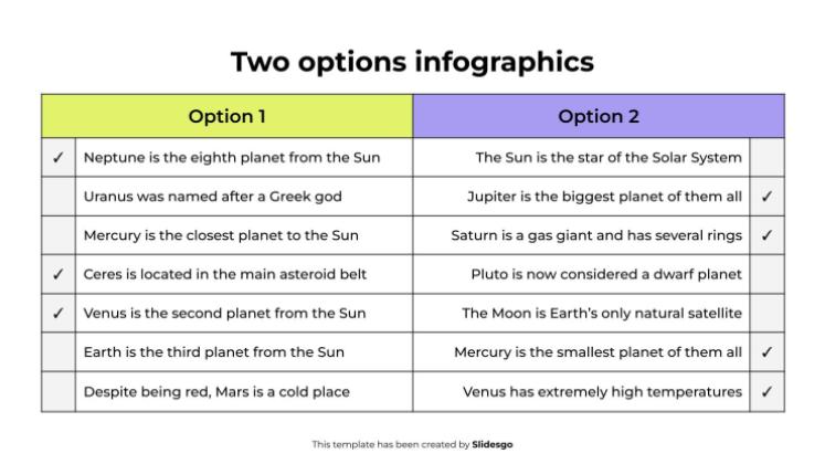 Infographie à deux options Modèles de présentation