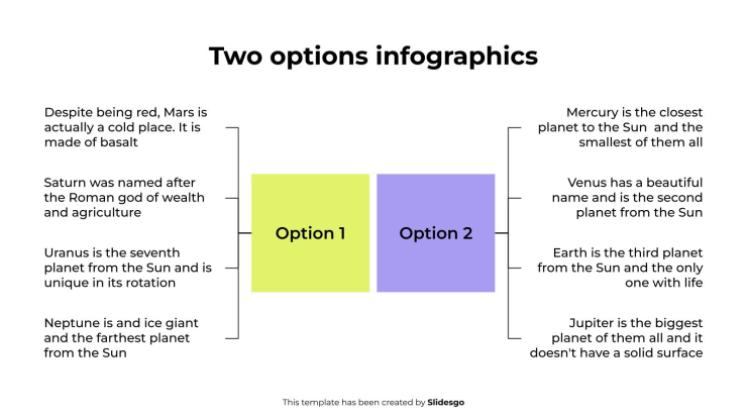 Infographie à deux options Modèles de présentation
