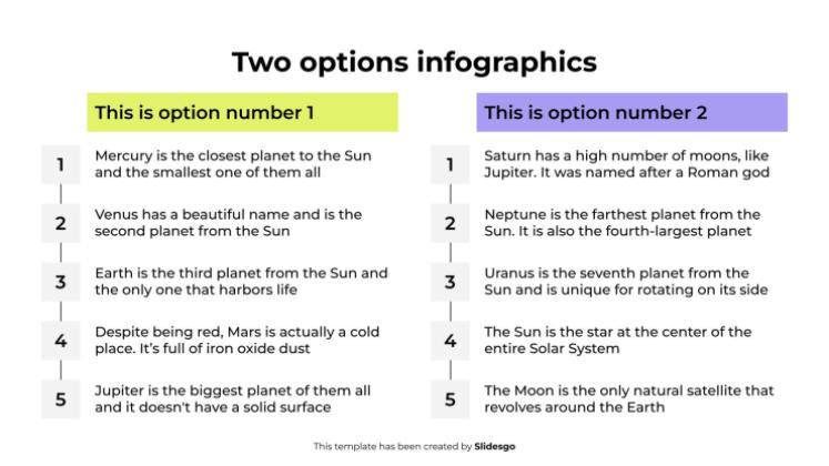 Infographie à deux options Modèles de présentation