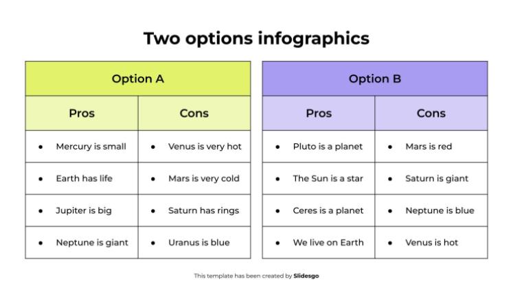 Infographie à deux options Modèles de présentation