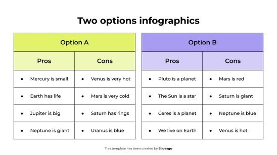 Infographie à deux options Modèles de présentation