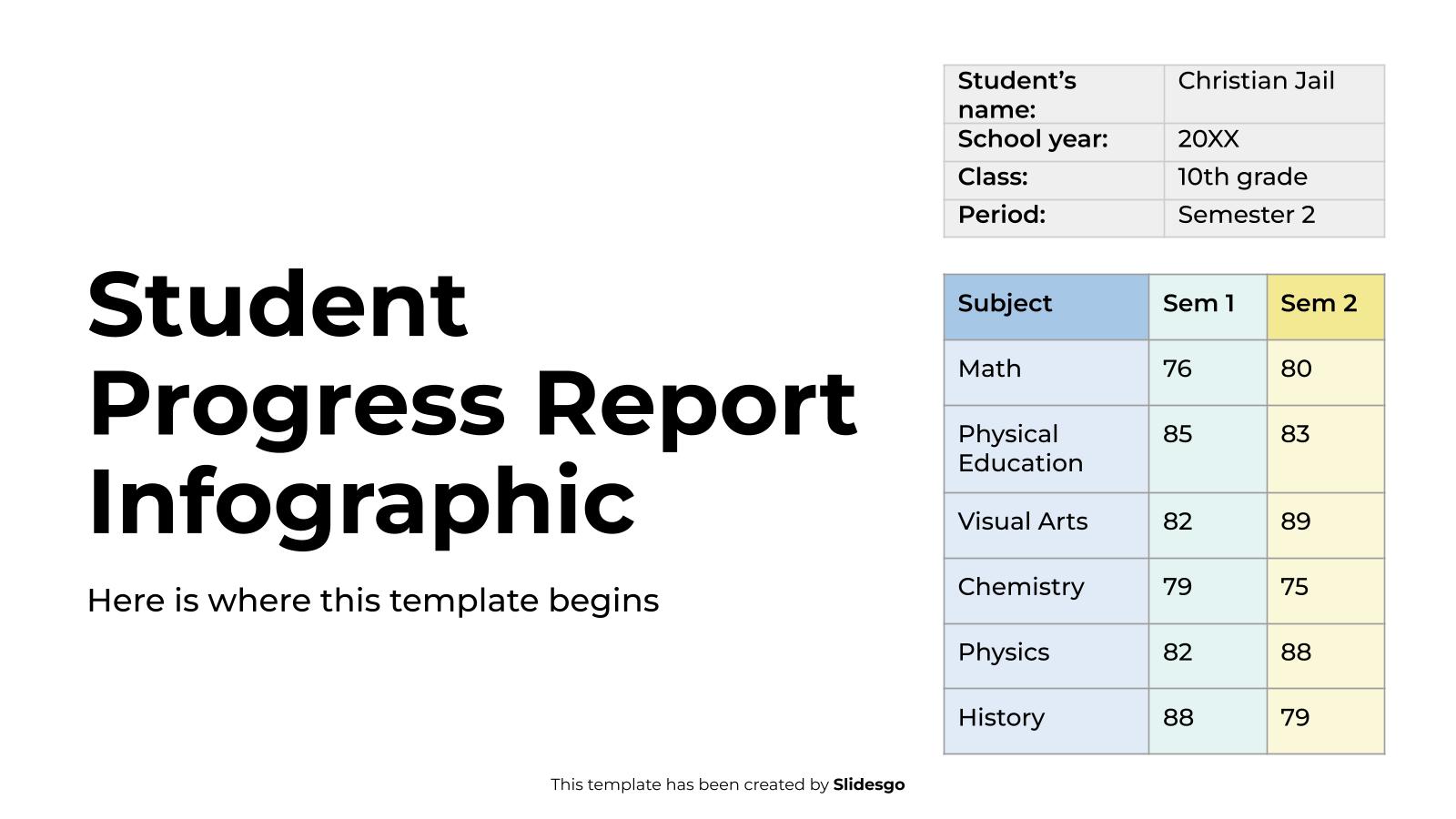 학생 진도 보고서 인포그래픽 프레젠테이션 템플릿