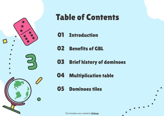 Multiplication Tables with GBL: Dominoes presentation template 