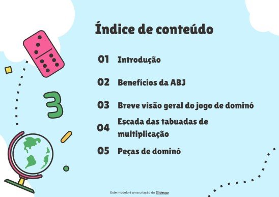 Modelo de apresentação As tabelas de multiplicação do ABJ. Dominó