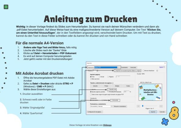 Die Multiplikationstabellen aus dem SBL. Domino Präsentationsvorlage