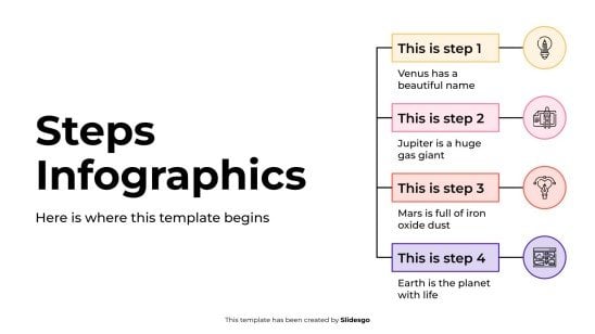 Modelo de apresentação Infográficos de etapas