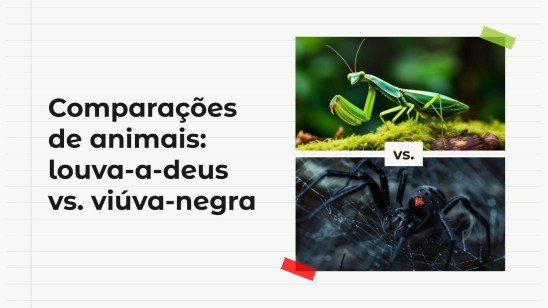 Modelo de apresentação Comparações de animais: Louva-a-deus vs. Aranha Viúva Negra