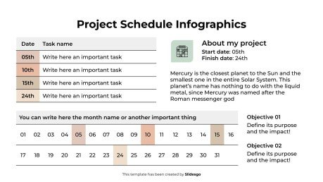 Infographie du calendrier du projet Modèles de présentation
