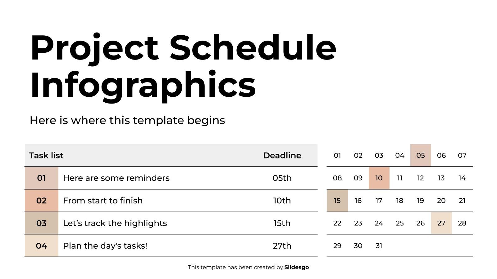Project Schedule Infographics presentation template 