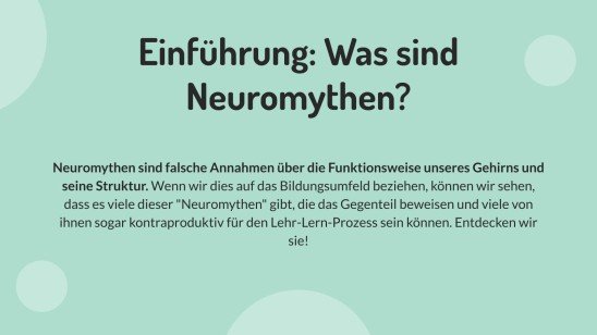 Neuromythen entlarven. Teil 1 Präsentationsvorlage