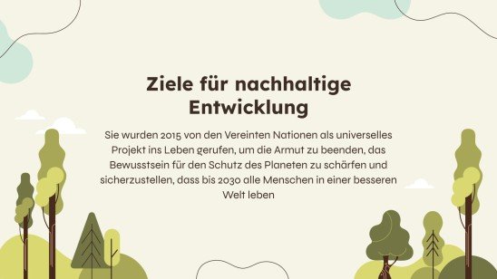 Die Ziele für nachhaltige Entwicklung Präsentationsvorlage