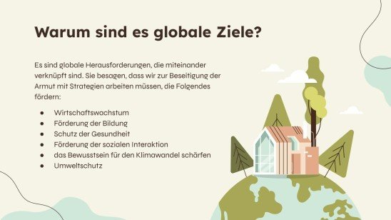 Die Ziele für nachhaltige Entwicklung Präsentationsvorlage