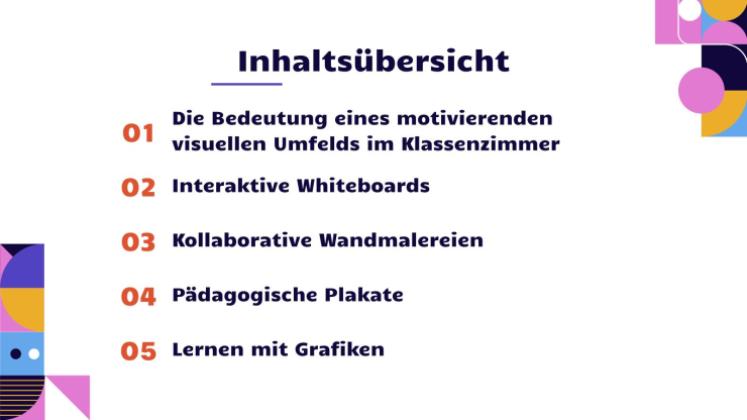 Tafeln, Poster und Diagramme: So schaffen Sie eine visuell anregende Klassenzimmerumgebung Präsentationsvorlage