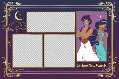 Modelo de apresentação Colagem de fotos Aladdin e Jasmine