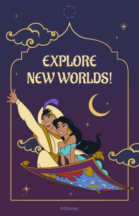 Modelo de apresentação Etiqueta de presente Aladdin e Jasmine
