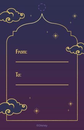 Modelo de apresentação Etiqueta de presente Aladdin e Jasmine