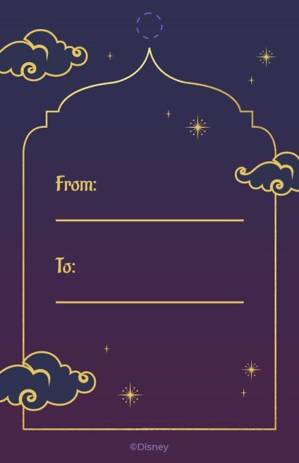 Modelo de apresentação Etiqueta de presente Aladdin e Jasmine