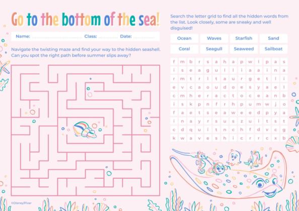 Finding Nemo School Worksheet presentation template 