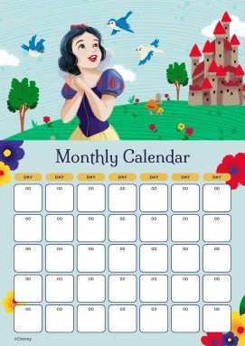 Calendrier mensuel Blanche-Neige Modèles de présentation