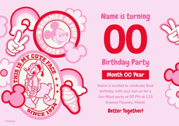 Plantilla de presentación Invitación de cumpleaños de Mickey y Donald