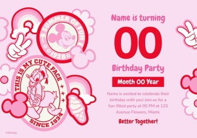 Plantilla de presentación Invitación de cumpleaños de Mickey y Donald