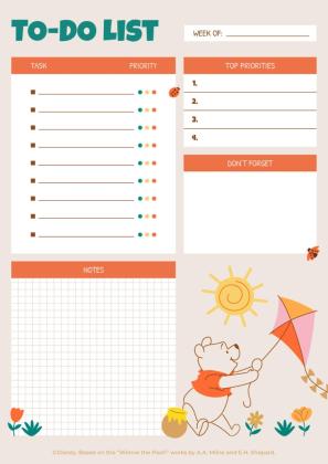 Modelo de apresentação Lista doce Ursinho Pooh