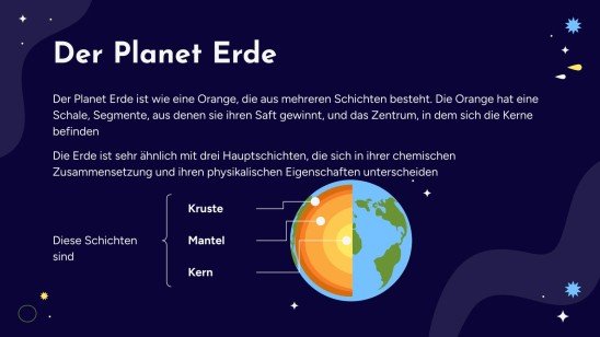 Die Schichten der Erde Präsentationsvorlage