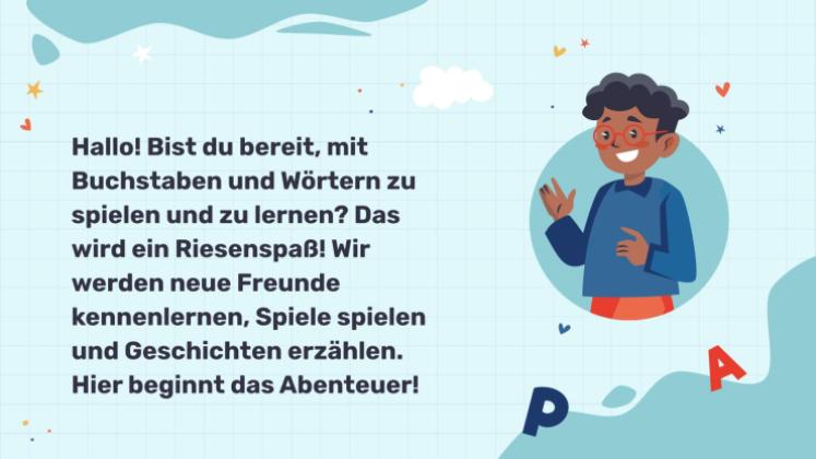 Lass uns mit Buchstaben und Wörtern spielen! Präsentationsvorlage