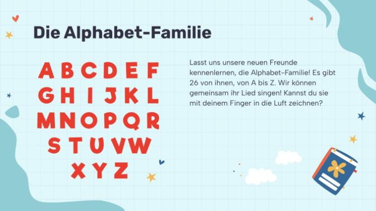 Lass uns mit Buchstaben und Wörtern spielen! Präsentationsvorlage