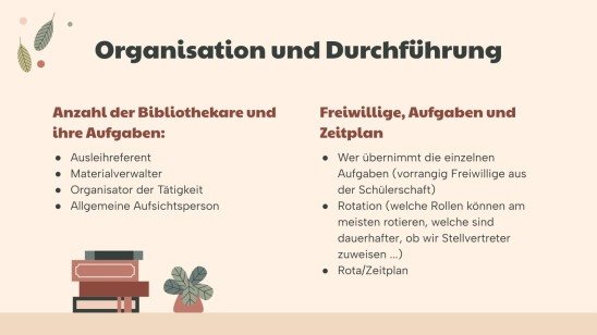 Bibliotheksprojekt Präsentationsvorlage