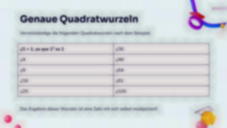 Quadratwurzeln Präsentationsvorlage
