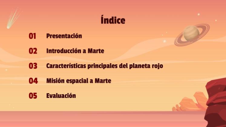 Plantilla de presentación Viaje a Marte