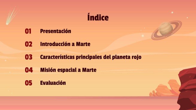 Plantilla de presentación Viaje a Marte