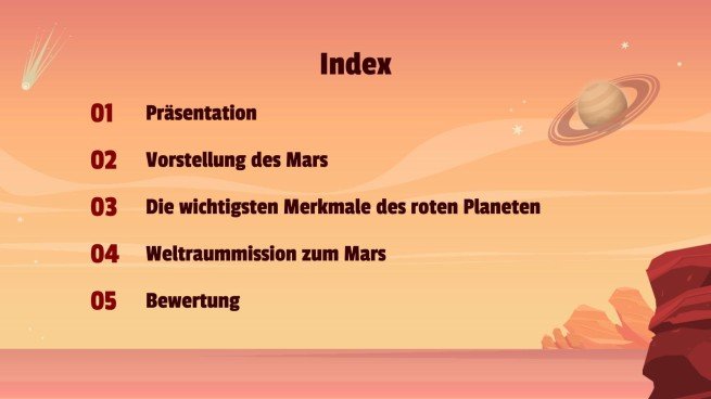 Reise zum Mars Präsentationsvorlage