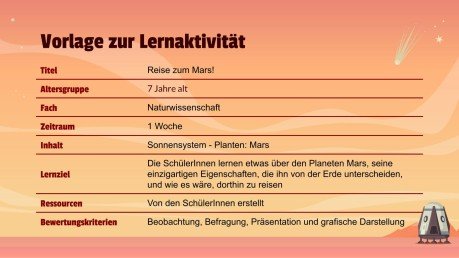 Reise zum Mars Präsentationsvorlage
