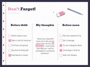 Planificateurs avec des gommes pour le lycée Modèles de présentation