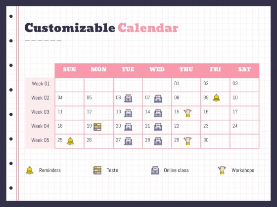 Planificateurs avec des gommes pour le lycée Modèles de présentation