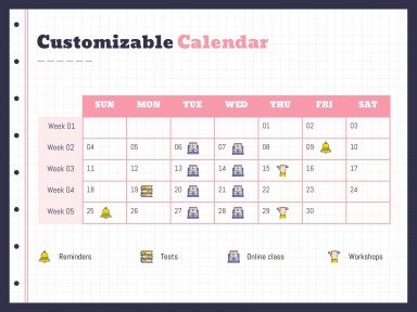 Planificateurs avec des gommes pour le lycée Modèles de présentation