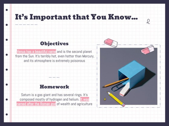 Planificateurs avec des gommes pour le lycée Modèles de présentation