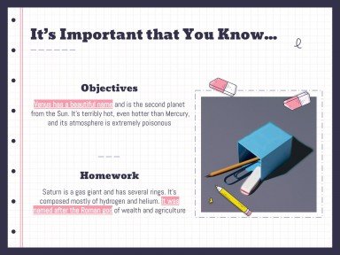 Planificateurs avec des gommes pour le lycée Modèles de présentation